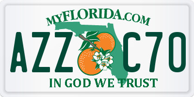 FL license plate AZZC70