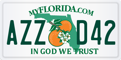 FL license plate AZZD42