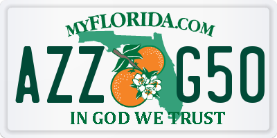 FL license plate AZZG50