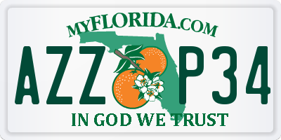 FL license plate AZZP34