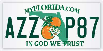 FL license plate AZZP87