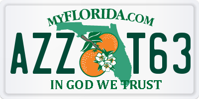 FL license plate AZZT63