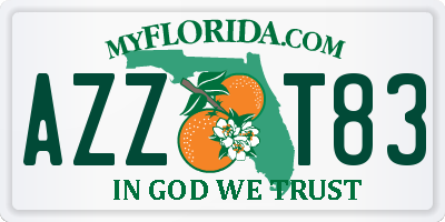 FL license plate AZZT83