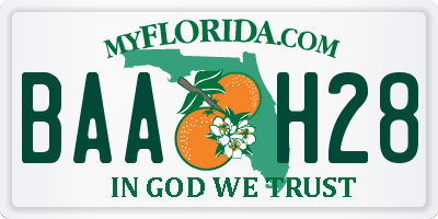 FL license plate BAAH28