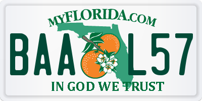 FL license plate BAAL57