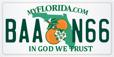 FL license plate BAAN66