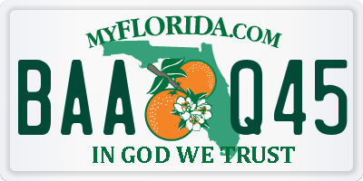 FL license plate BAAQ45