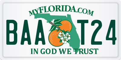 FL license plate BAAT24