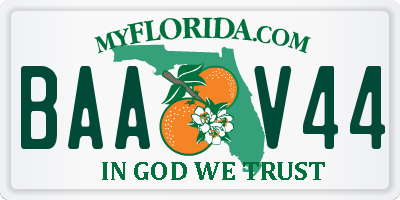 FL license plate BAAV44