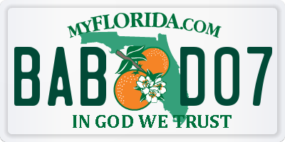 FL license plate BABD07