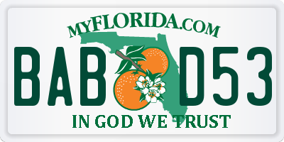 FL license plate BABD53