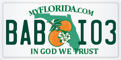 FL license plate BABI03