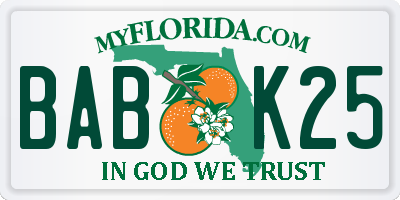 FL license plate BABK25