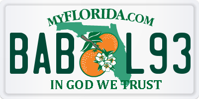 FL license plate BABL93