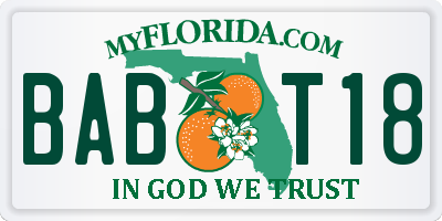 FL license plate BABT18