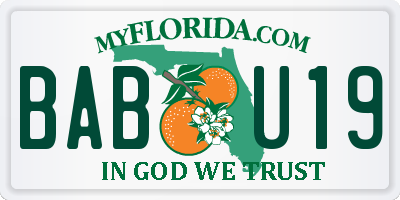 FL license plate BABU19