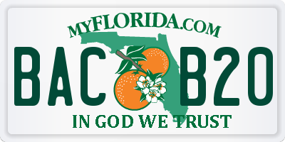 FL license plate BACB20