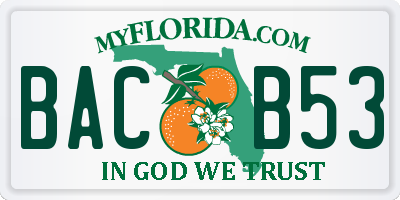 FL license plate BACB53