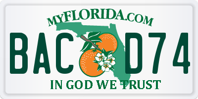 FL license plate BACD74