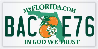 FL license plate BACE76