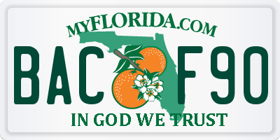 FL license plate BACF90