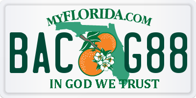 FL license plate BACG88
