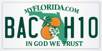 FL license plate BACH10
