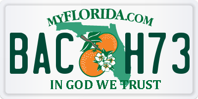 FL license plate BACH73
