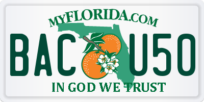 FL license plate BACU50