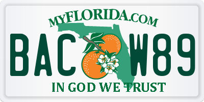 FL license plate BACW89