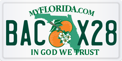 FL license plate BACX28