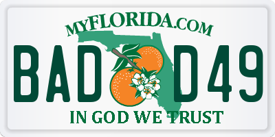 FL license plate BADD49