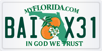 FL license plate BAIX31