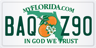 FL license plate BAQZ90