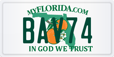 FL license plate BAV74