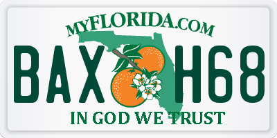 FL license plate BAXH68