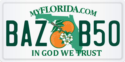 FL license plate BAZB50