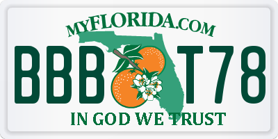 FL license plate BBBT78