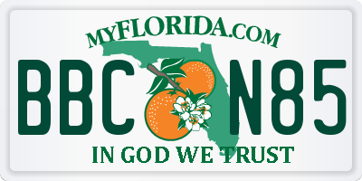 FL license plate BBCN85