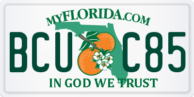 FL license plate BCUC85