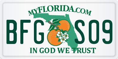 FL license plate BFGS09