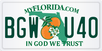FL license plate BGWU40