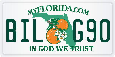 FL license plate BILG90