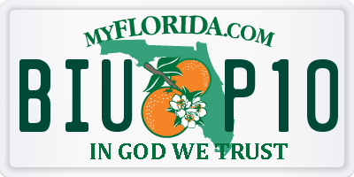 FL license plate BIUP10