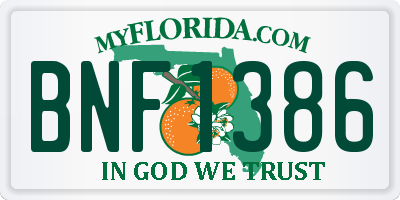 FL license plate BNF1386