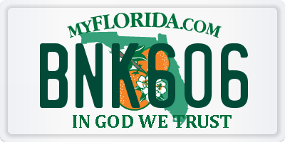 FL license plate BNK606