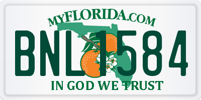 FL license plate BNL1584