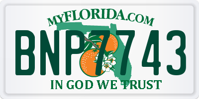 FL license plate BNP7743