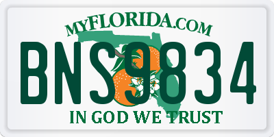 FL license plate BNS9834