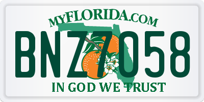 FL license plate BNZ7058